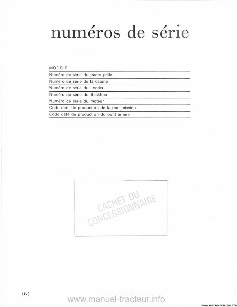 Cinquième page du manuel utilisation tractopelles FORD 3550 4550