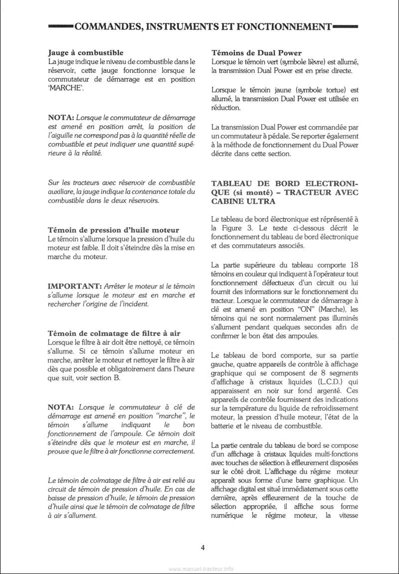 Sixième page du Manuel utilisation tracteur Ford 7810