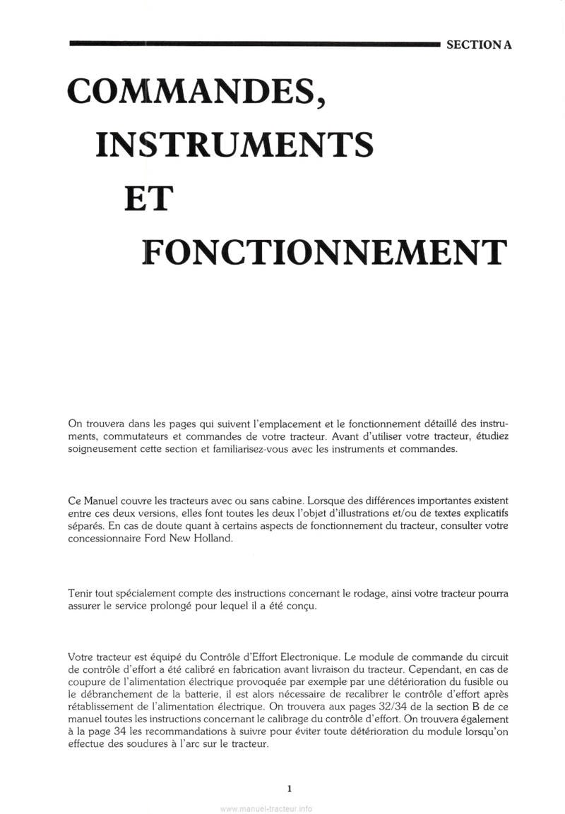 Quatrième page du Manuel utilisation tracteur Ford 8210 avec Relevage Hydraulique Electro-Link