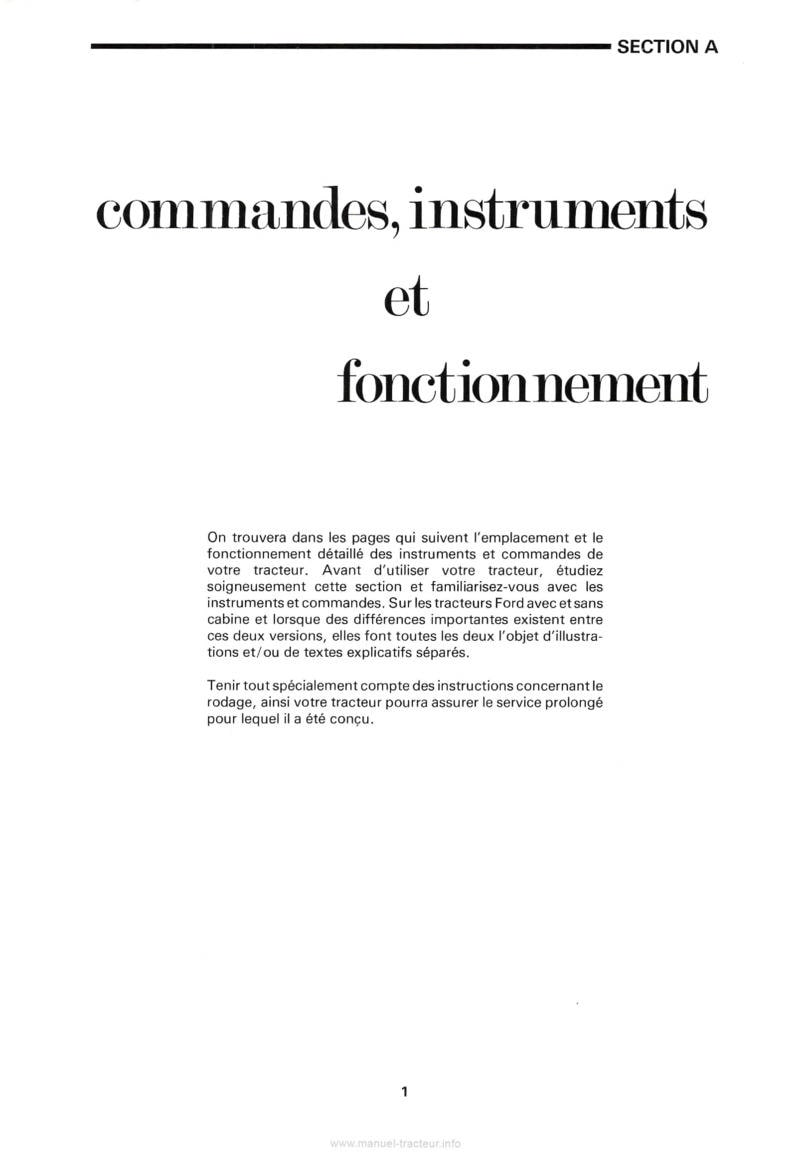 Quatrième page du Manuel utilisation tracteurs Ford TW-5 TW-15 TW-25 TW-35