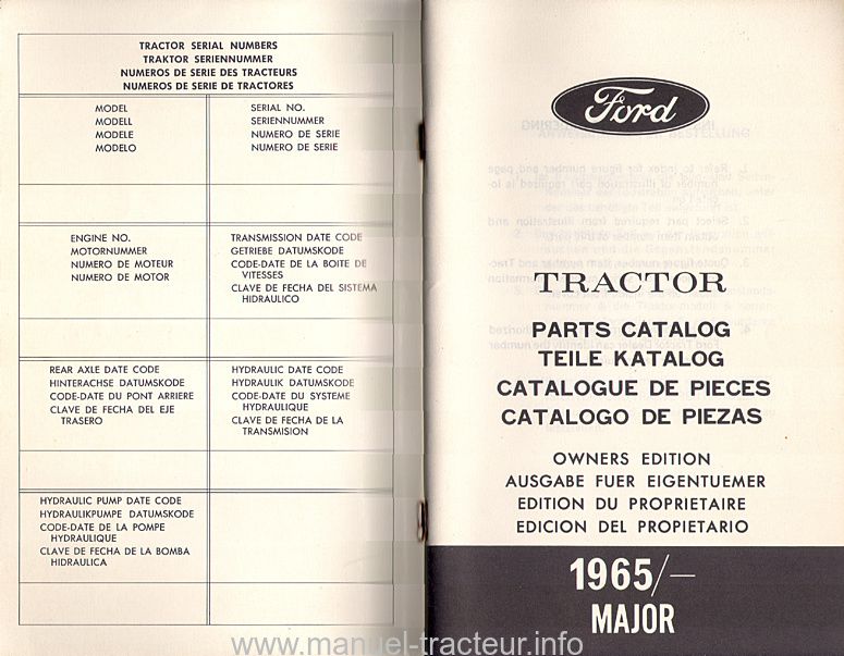 Deuxième page du Catalogue pièces détachées FORD Major 1965