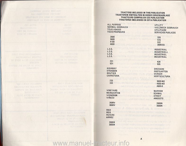 Quatrième page du Catalogue pièces détachées FORD 2600 3600 4100 4600