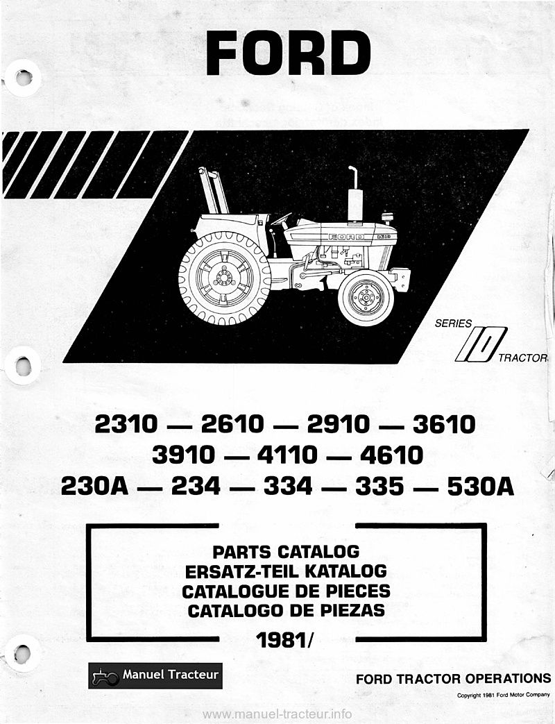 Première page du Catalogue pièces détachées FORD Séries 10 3 cylindres