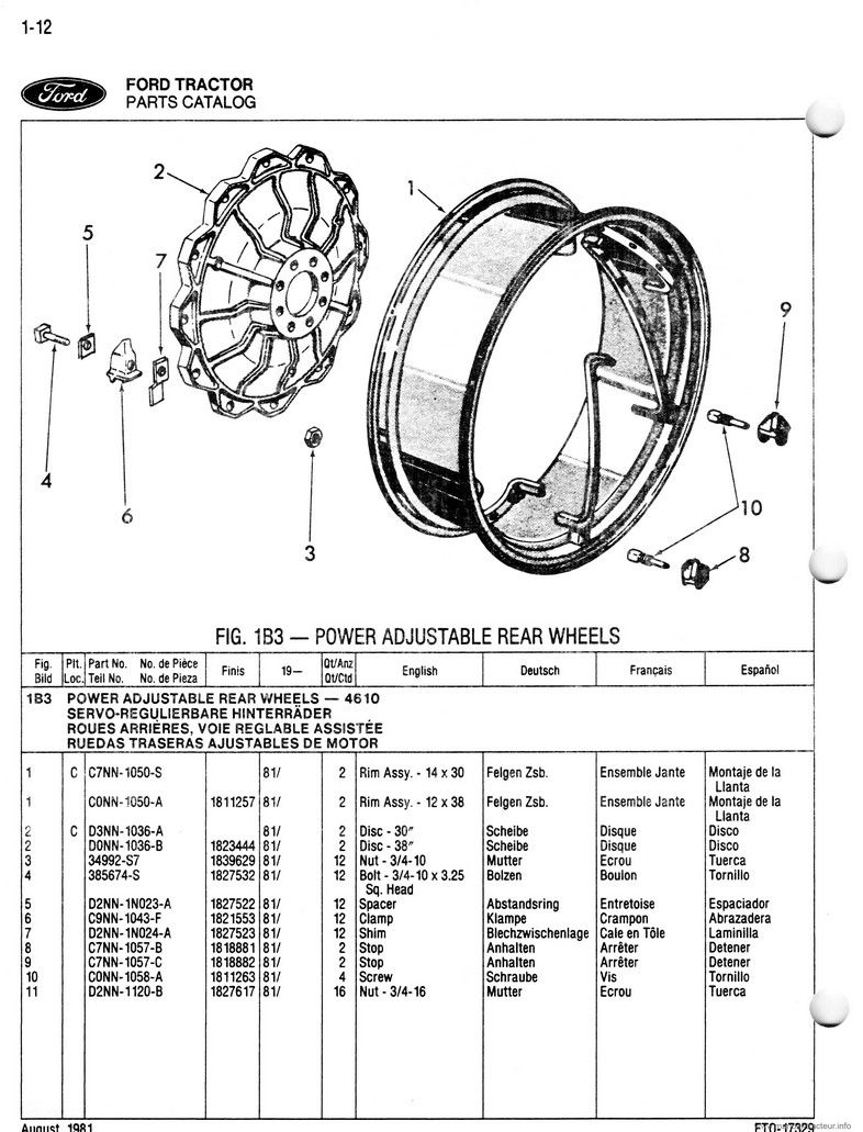 Cinquième page du Catalogue pièces détachées FORD Séries 10 3 cylindres