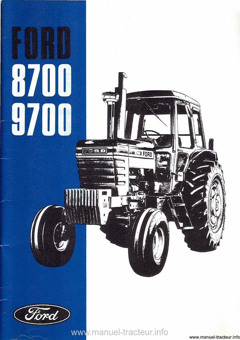 Première page du manuel d'utilisation des tracteurs Ford 8700 et 9700