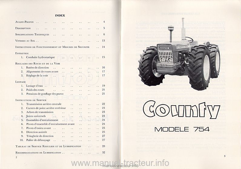 Quatrième page du manuel conducteur FORD COUNTY modèle 754
