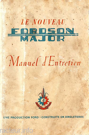 Première page du Manuel entretien FORDSON Major