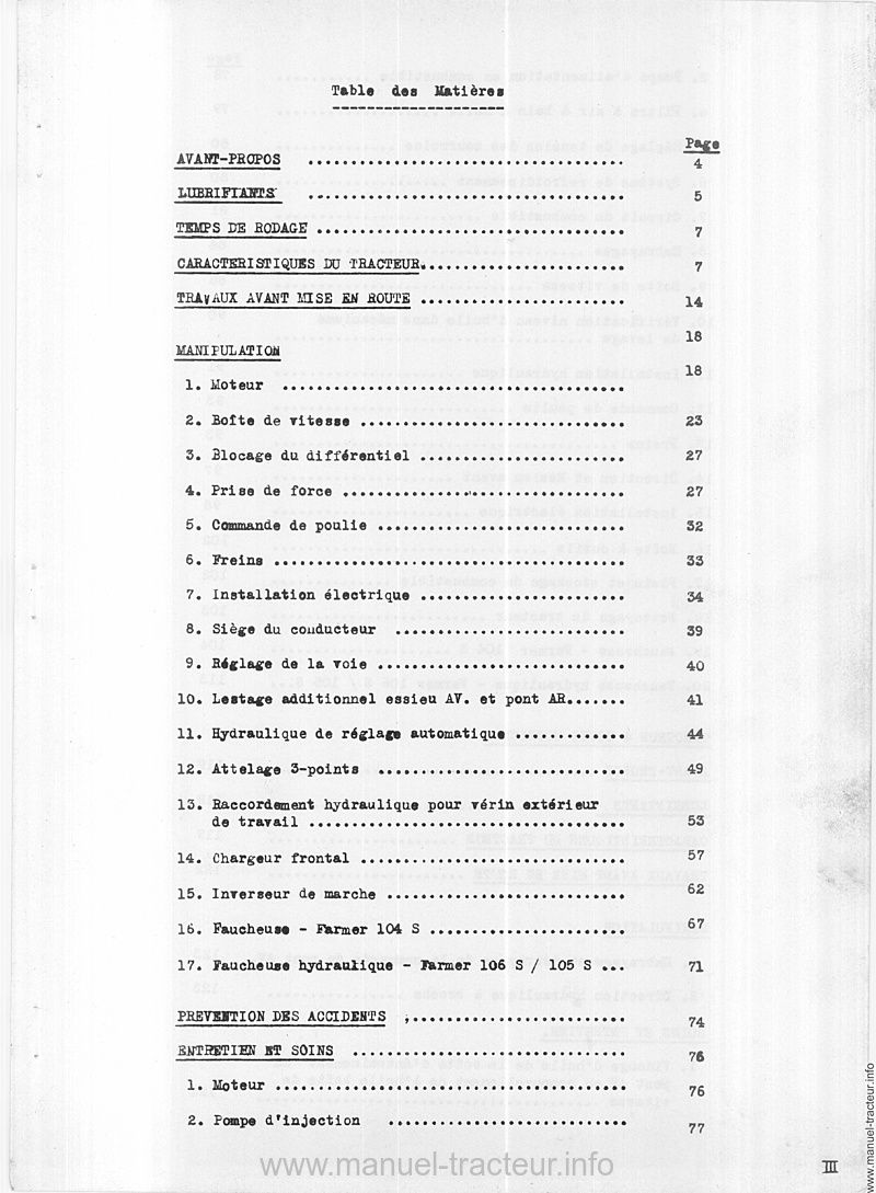 Quatrième page du Livret instructions FENDT Farmer 104 105 106 S