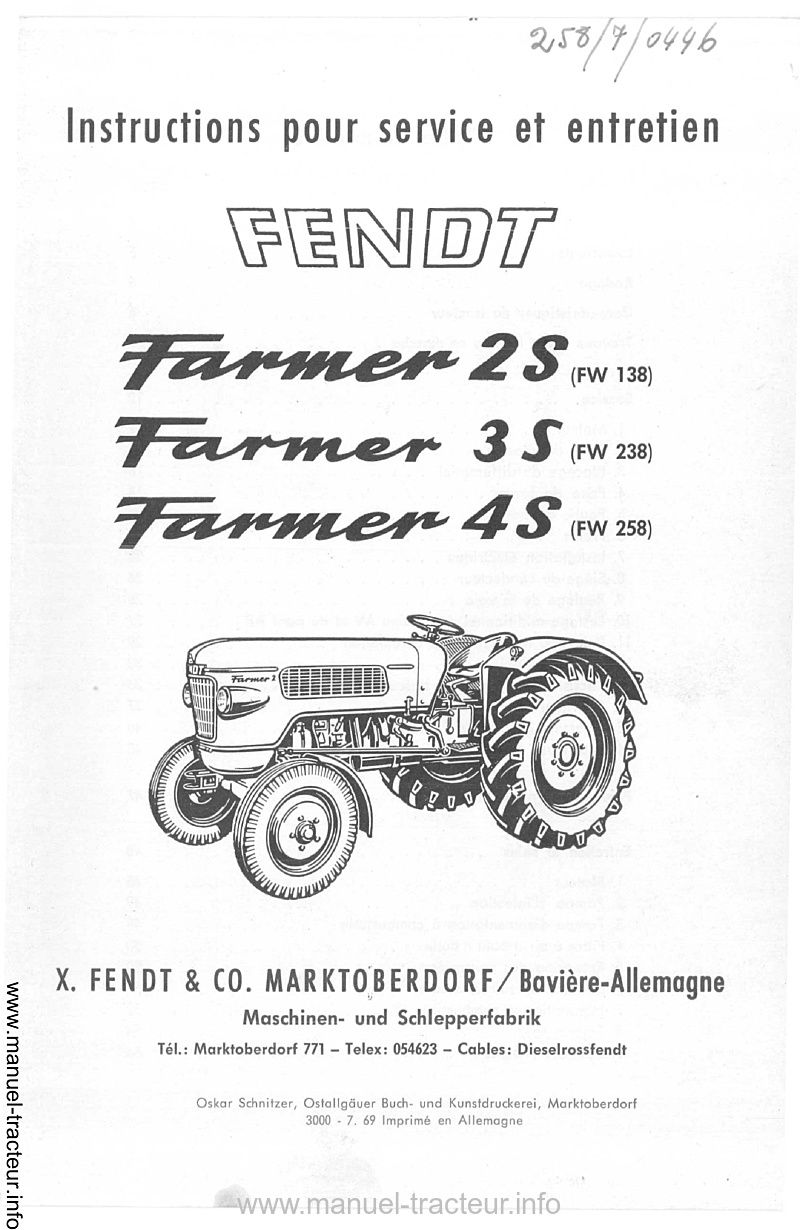 Troisième page du Manuel instructions service entretien FENDT Farmer 2S 3S 4S