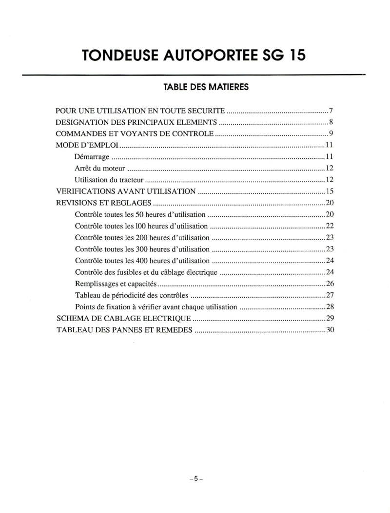 Troisième page du Notice d'emploi pour tondeuse autoportée ISEKI SG15