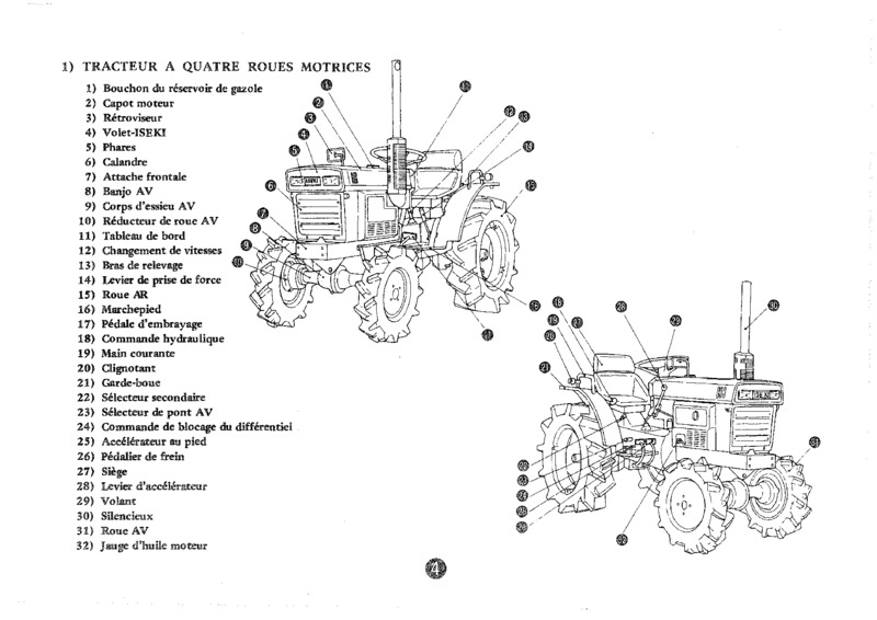 Cinquième page du Notice d'emploi pour les tracteurs ISEKI TX2140 TX2160