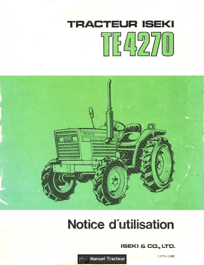 Première page de la revue technique - Notice d'utilisation tracteur Iseki TE4270