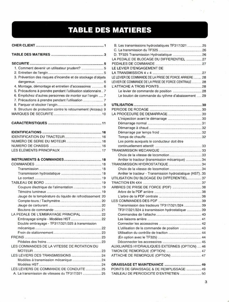 Deuxième page du Notice utilisation tracteurs Iseki TF317F TF321F TF325F TF330F