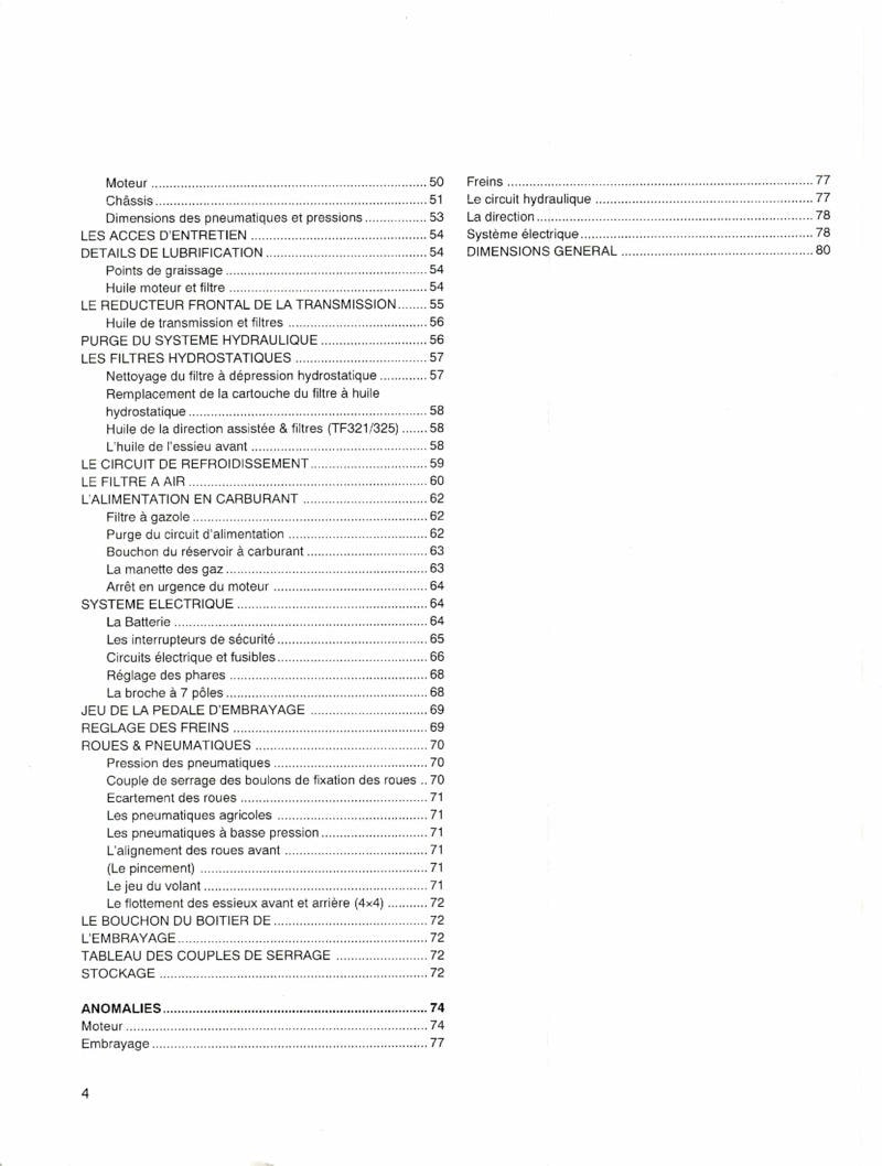 Troisième page du Notice utilisation tracteurs Iseki TF317F TF321F TF325F TF330F