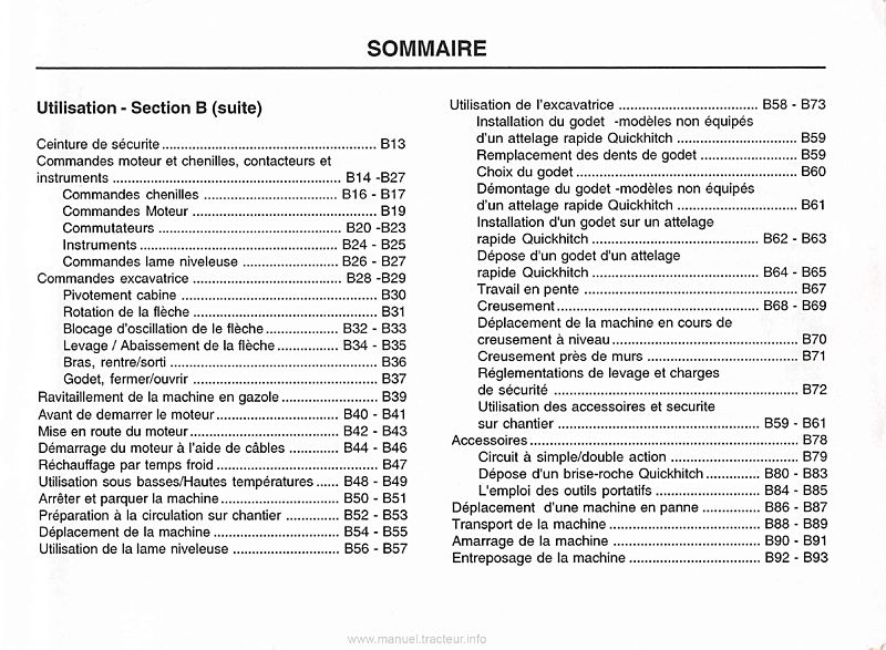 Troisième page du Manuel opérateur JCB 802.7 Super, 803 Plus, 803 Super, 804 Super