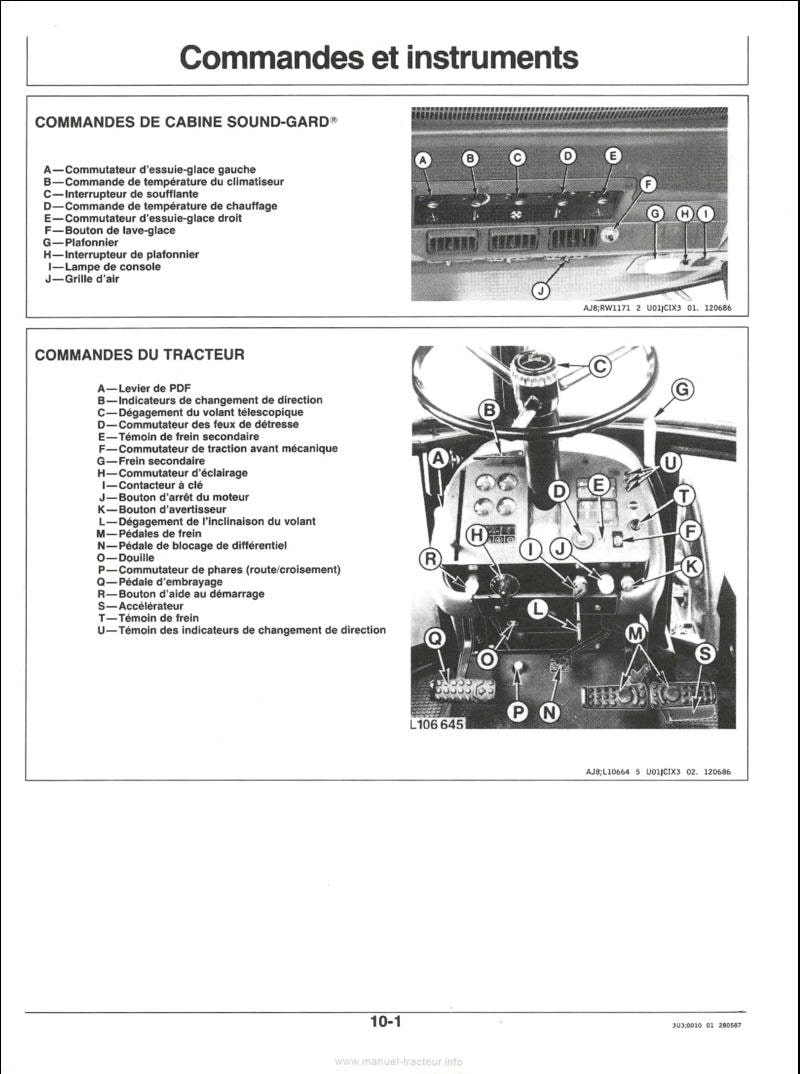 Cinquième page du Livret entretien tracteurs John Deere 4050 4250 4450 4650 4850