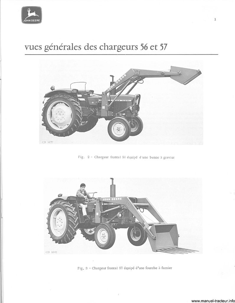 Troisième page du Livret entretien Chargeurs Agricoles 56 57 JOHN DEERE