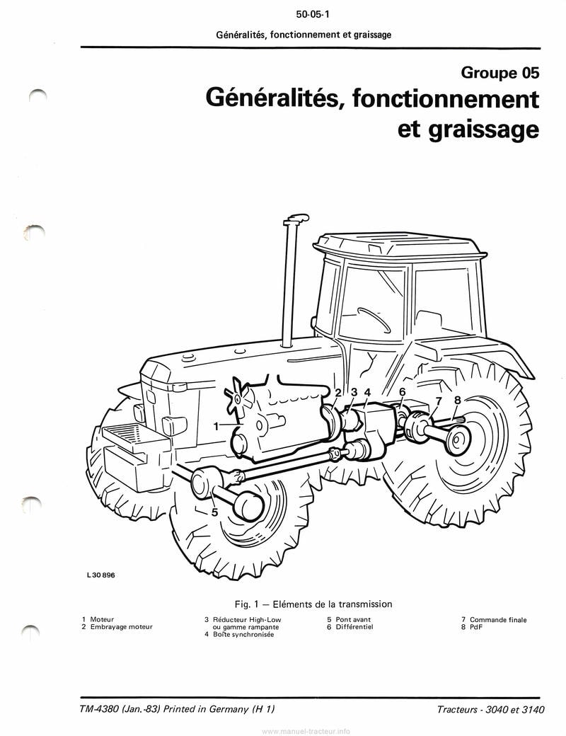 Onzième page du Manuel technique tracteurs John Deere 3040 et 3140