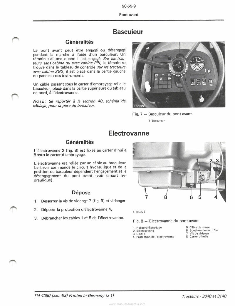 Douzième page du Manuel technique tracteurs John Deere 3040 et 3140