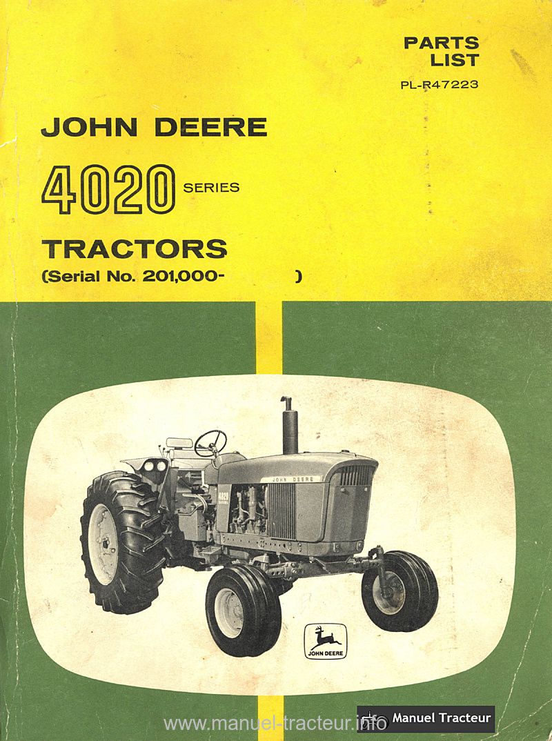 Première page du Parts catalog JOHN DEERE 4020