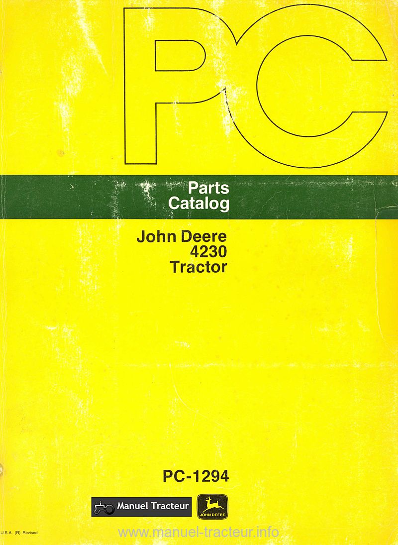 Première page du Parts catalog JOHN DEERE 4230