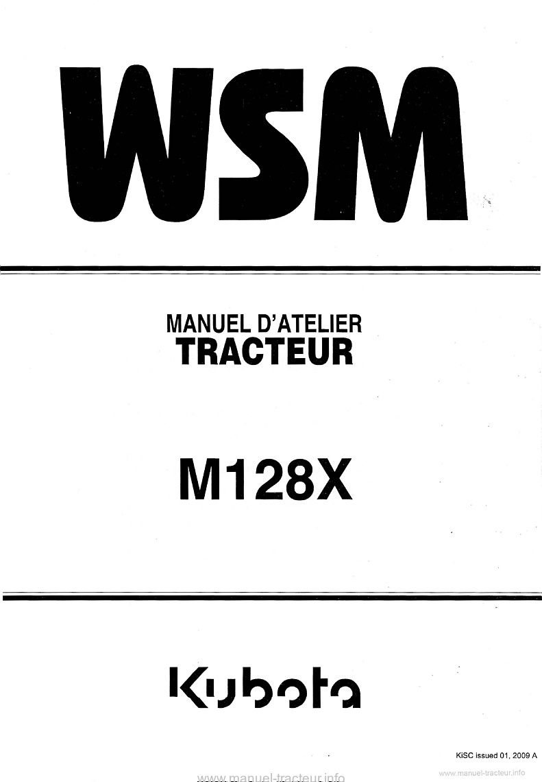 Première page du Manuel atelier tracteur Kubota M128X 
