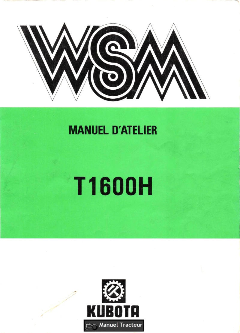 Première page du Manuel atelier Kubota T1600H