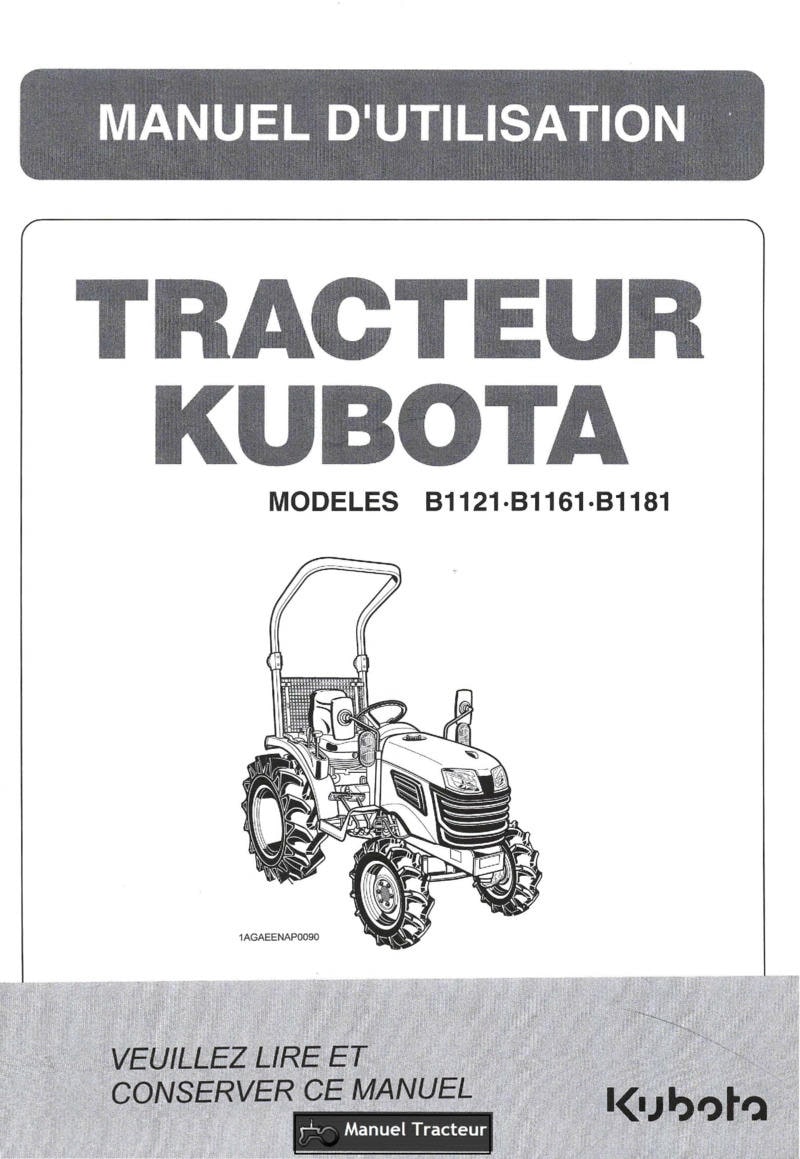 Première page de la revue technique - Manuel utilisateur tracteurs Kubota B1121 B1161 B1181