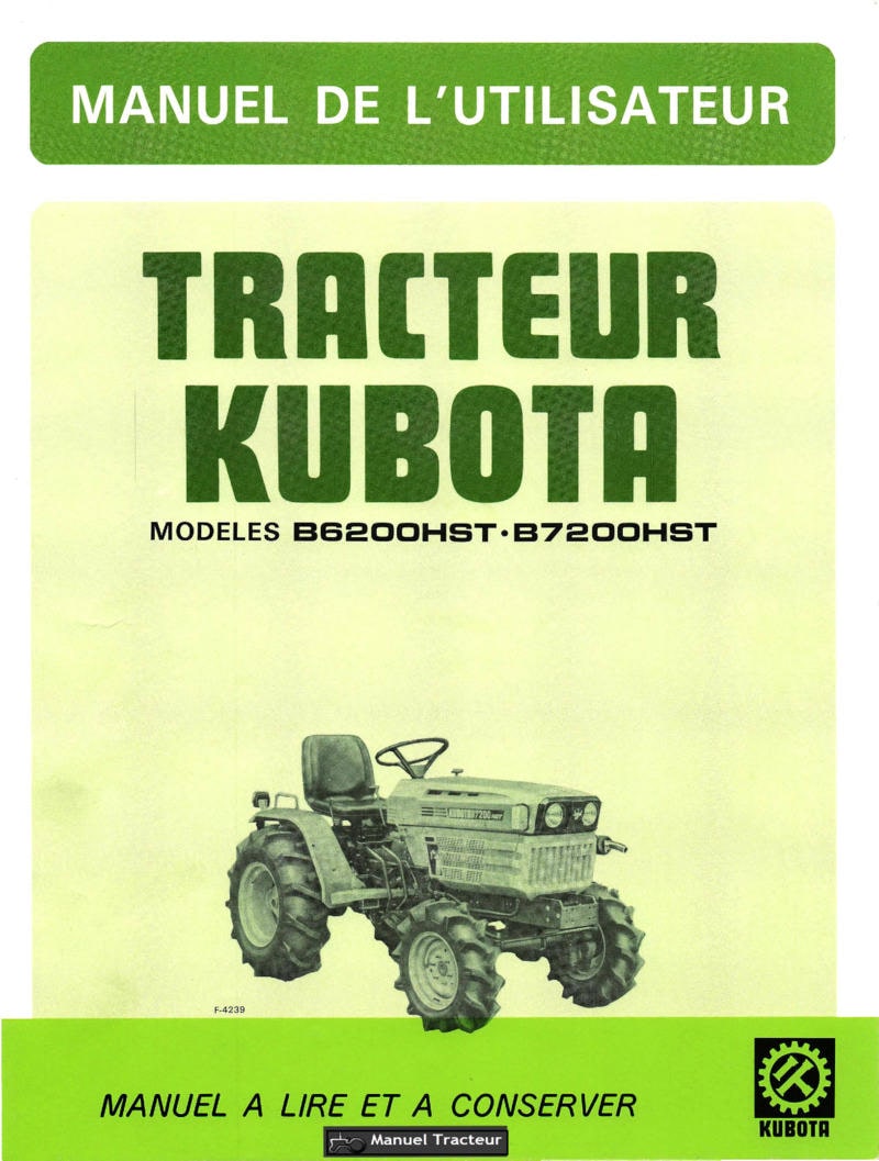 Première page de la revue technique - Manuel utilisateur tracteurs Kubota B6200HST B7200HST
