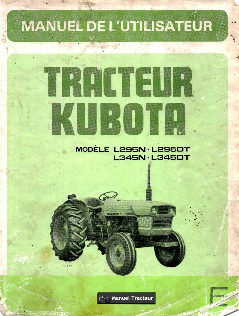 Première page du Manuel de l'utilisateur Tracteur KUBOTA L295N L295DT L345N L345DT