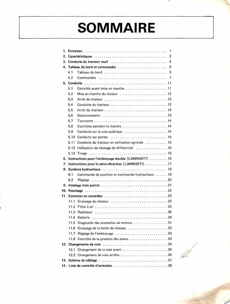 Troisième page du Manuel de l'utilisateur Tracteur KUBOTA L295N L295DT L345N L345DT