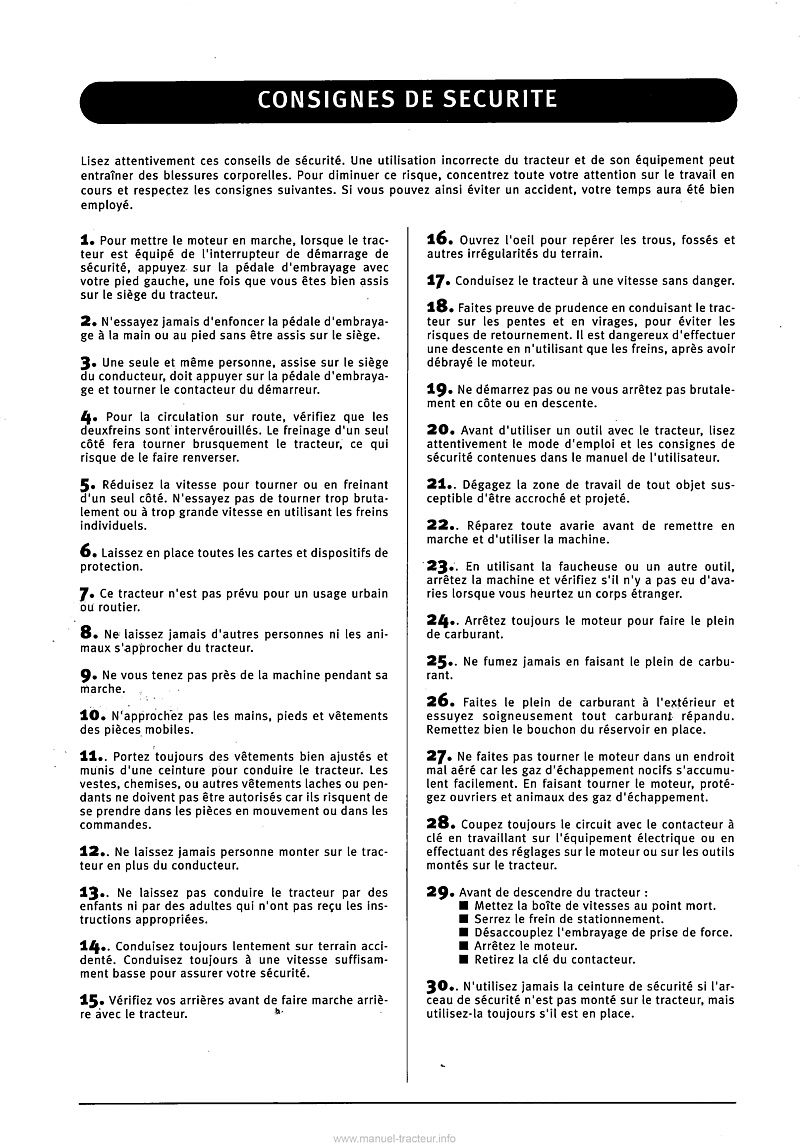 Deuxième page du Manuel Utilisation tracteurs Kubota B5000 B7000 B5001 B6001 B7001