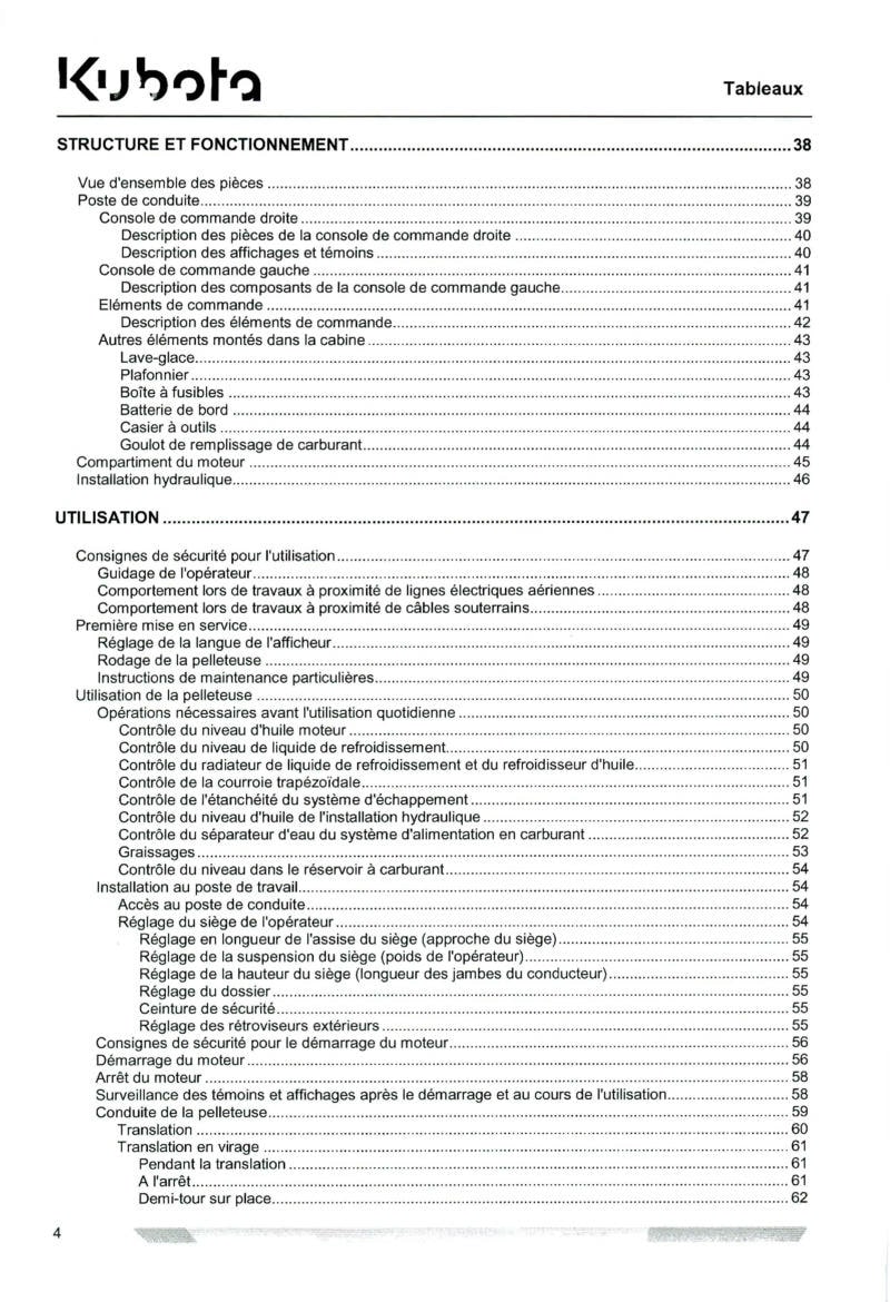 Troisième page du Notice Utilisation mini pelleteuse Kubota KX61-3 KX71-3