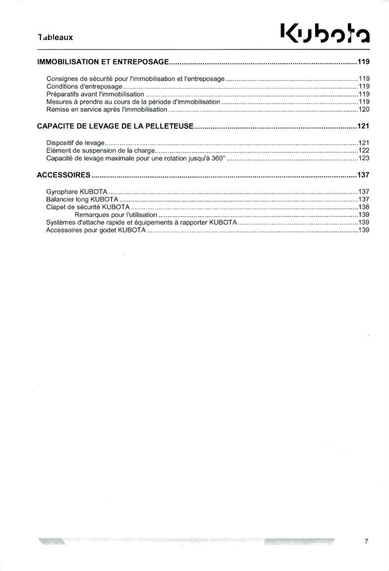 Sixième page du Notice Utilisation mini pelleteuse Kubota KX61-3 KX71-3