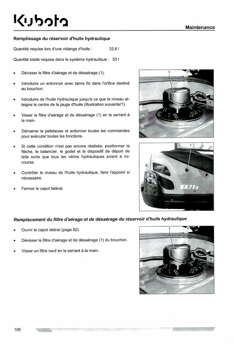 Septième page du Notice Utilisation mini pelleteuse Kubota KX61-3 KX71-3