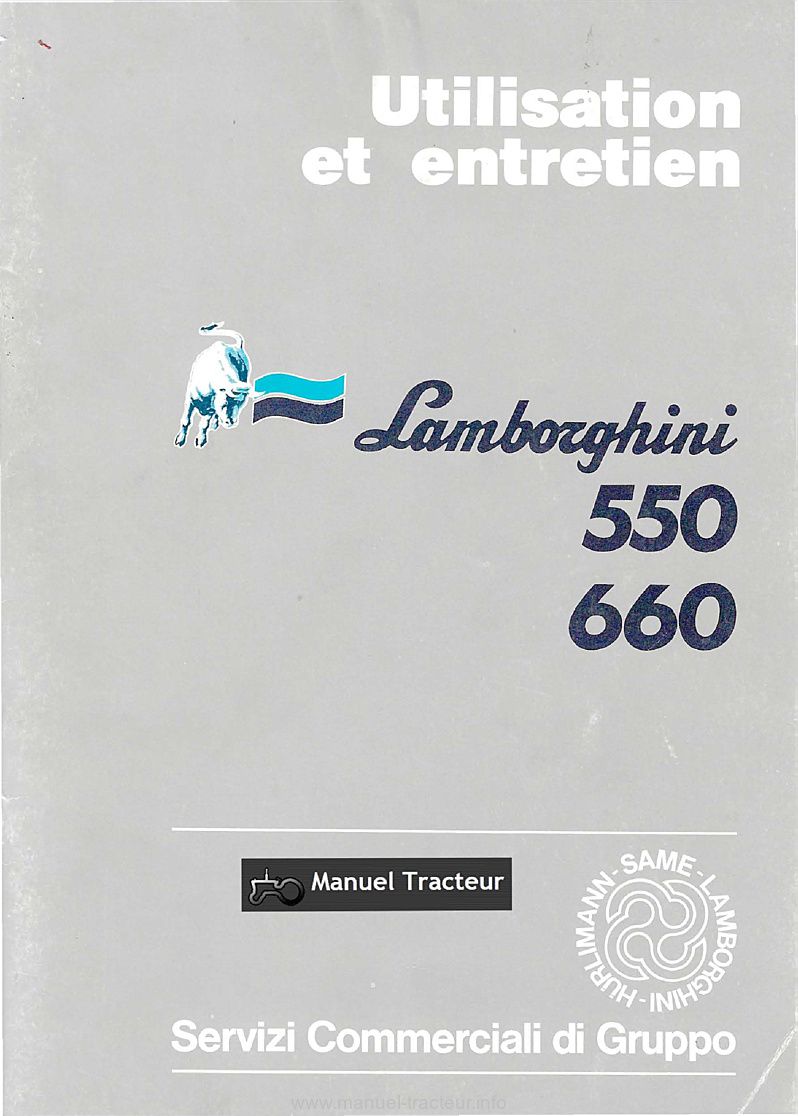 Première page du Livret d'entretien tracteurs Lamborghini 550 650