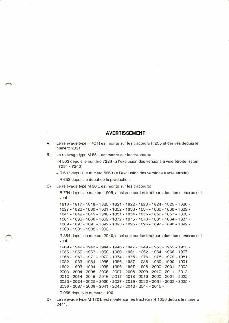 Deuxième page du Manuel de contrôle et de réparation Relevage Hydraulique Lamborghini type H40R, M65L, M90L, M120L