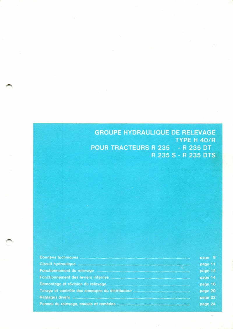 Quatrième page du Manuel de contrôle et de réparation Relevage Hydraulique Lamborghini type H40R, M65L, M90L, M120L