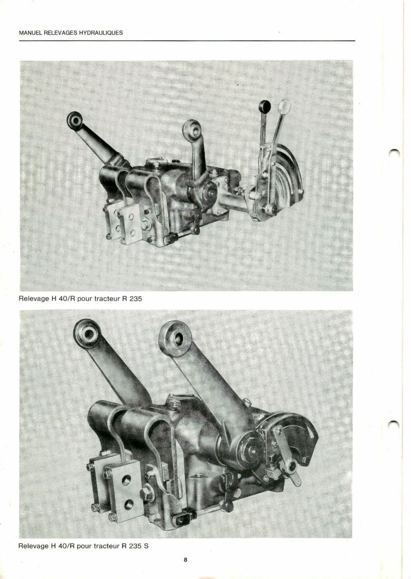 Cinquième page du Manuel de contrôle et de réparation Relevage Hydraulique Lamborghini type H40R, M65L, M90L, M120L