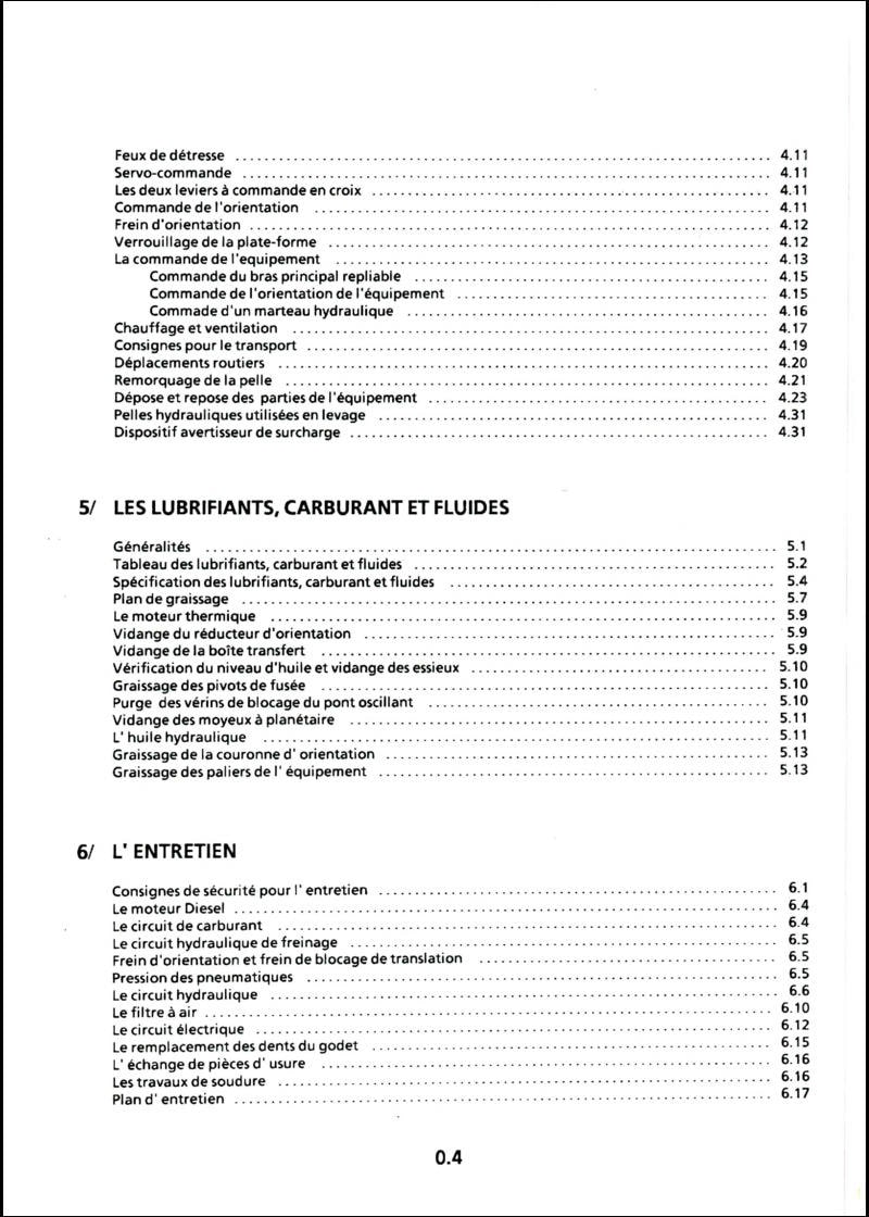 Quatrième page du Manuel de conduite et d'entretien LIEBHERR A310