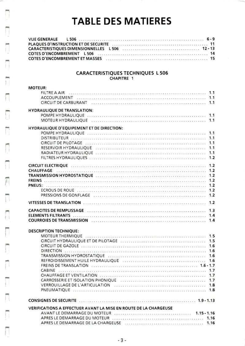 Quatrième page du Manuel d'instruction chargeuse LIEBHERR L506