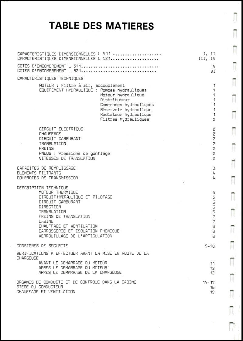 Troisième page du Manuel d'instruction chargeuses sur pneu LIEBHERR L511 L521