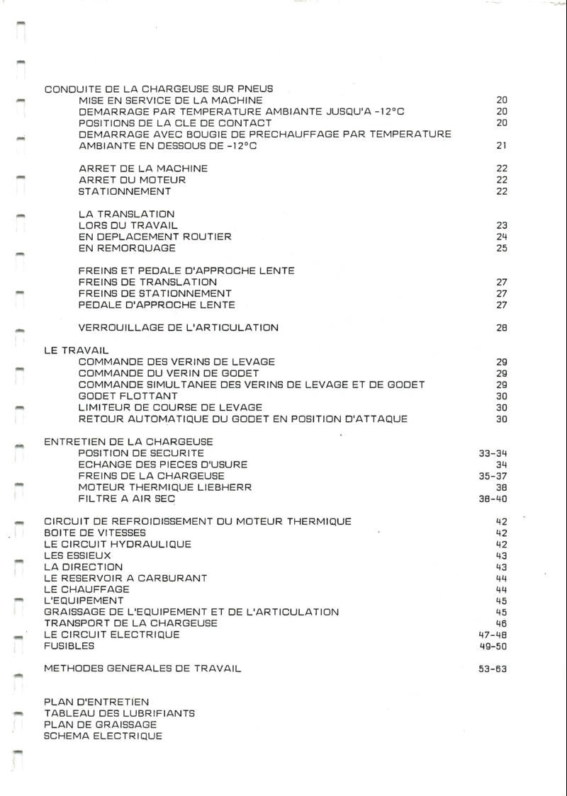 Quatrième page du Manuel d'instruction chargeuses sur pneu LIEBHERR L511 L521