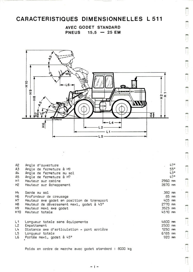 Cinquième page du Manuel d'instruction chargeuses sur pneu LIEBHERR L511 L521