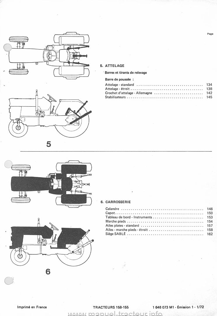 Cinquième page du Catalogue pièces détachées MASSEY FERGUSON MF 155 158