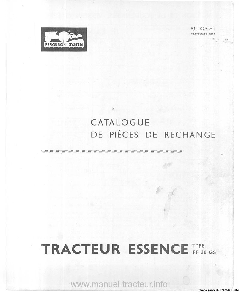 Deuxième page du Catalogue pièces détachées FERGUSON FF 30 GS