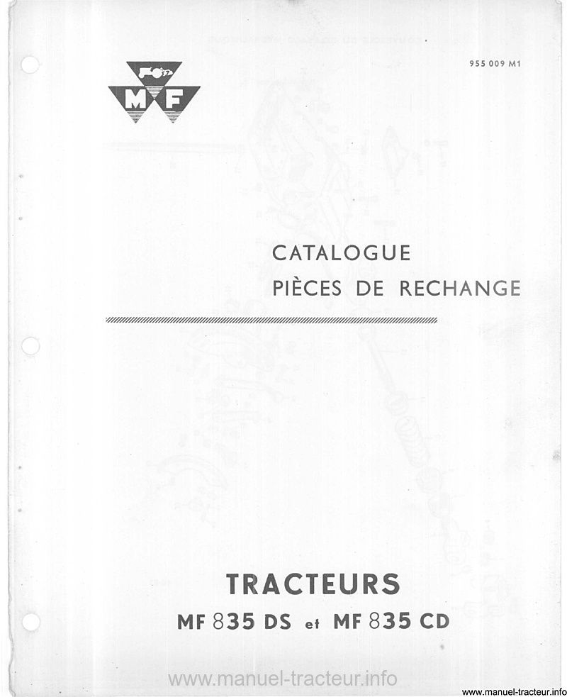 Deuxième page du Catalogue pièces rechange MASSEY FERGUSON MF 835 DS CD