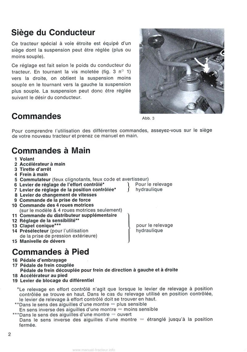 Troisième page du Livret d'utilisation et d'entretien tracteur MF 132
