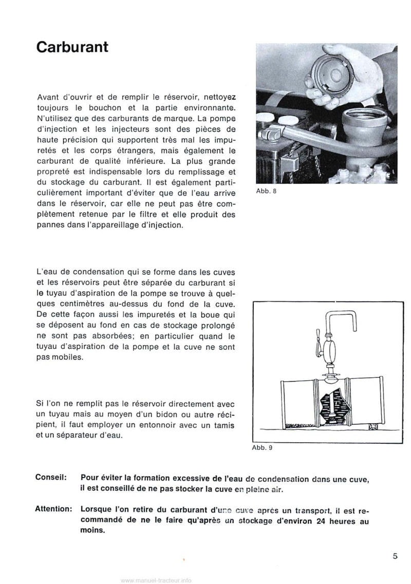 Sixième page du Livret d'utilisation et d'entretien tracteur MF 132