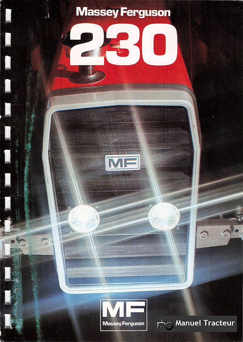 Première page du Livret d'utilisation et d'entretien pour le tracteur Massey Ferguson 230